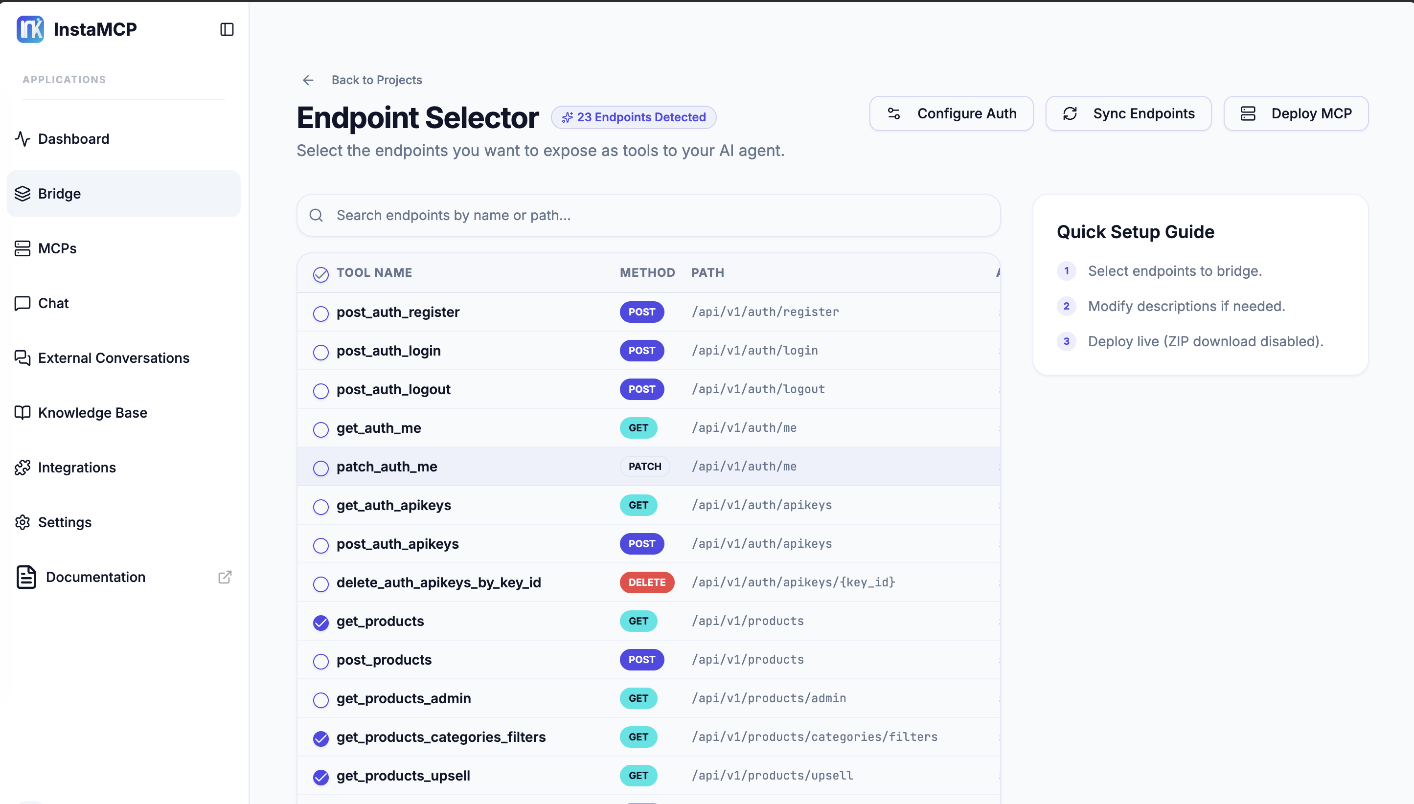 InstaMCP Platform Screenshots